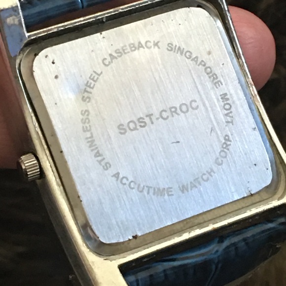 Ladies Avenue blue croc embossed rhinestone watch - Picture 7 of 8